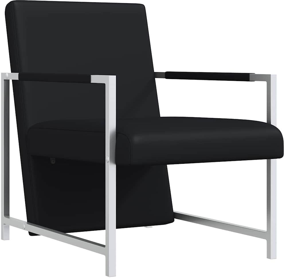 vidaXL Fauteuil avec pieds chromés Noir Similicuir
