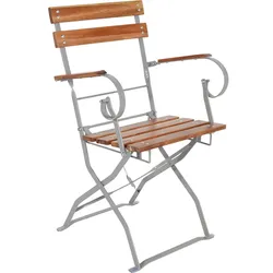 Mojawo, Gartenstühle, Biergarten Klappstuhl Klappsessel Gartenstuhl Armlehne Akazienholz 53,5x47x84cm