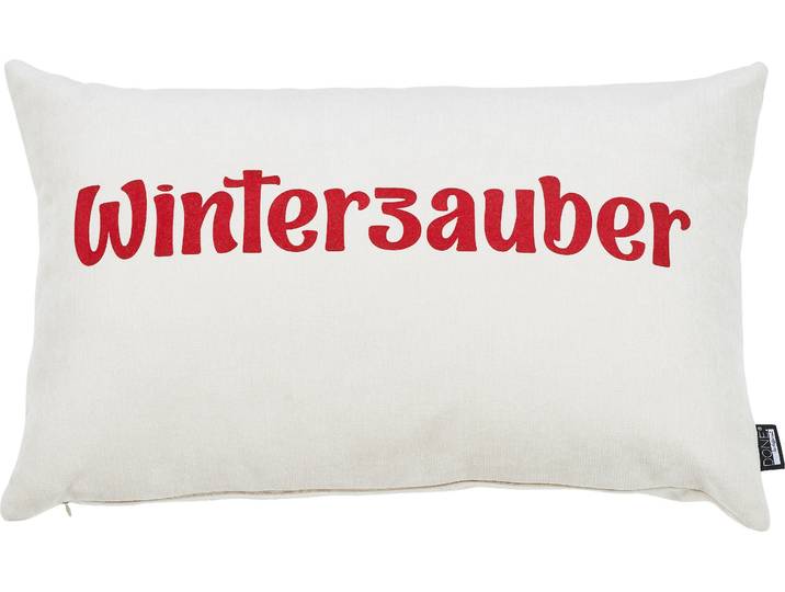 Dekokissen DONE. WINTERZAUBER , weiss (beige, rot), B:40cm H:1cm L:60cm, Polyester, Dekokissen_Sitzkissen_Kissenhüllen, Dekokissen, Extra weiche Haptik