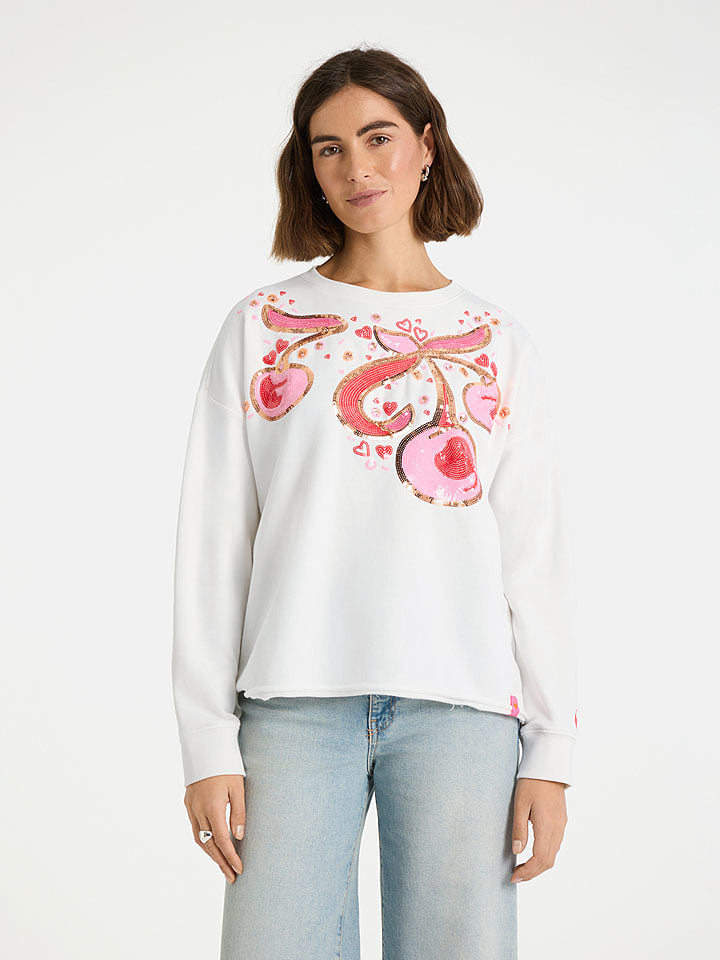 LIEBLINGSSTÜCK Sweatshirt "Glam" in Weiß/ Rosa - 3XL