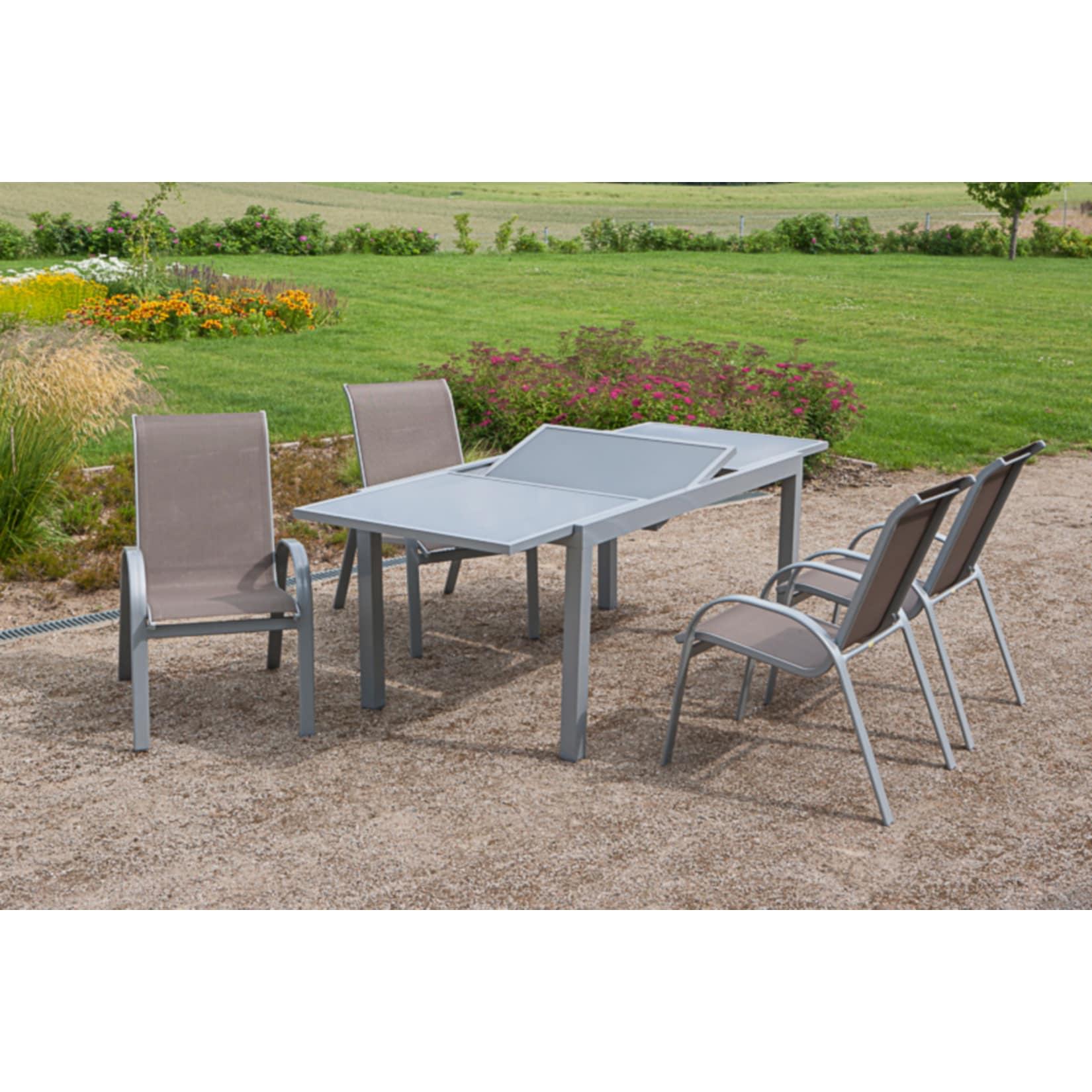 Merxx Tischgruppe Amalfi, 5-tlg. ca. 140/200 x 90 cm, taupe