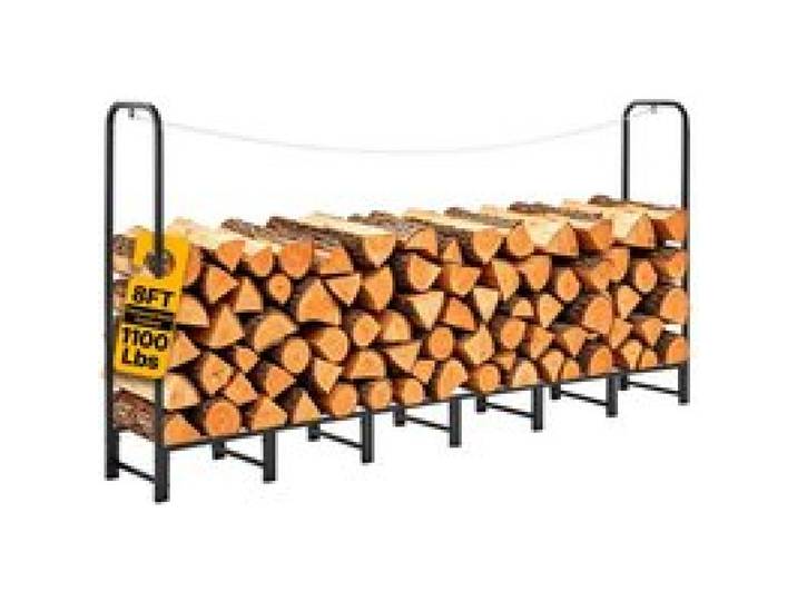 VEVOR Range-bûches Extérieur 241,5x32x118,5 cm Porte-bûches Métal Noir pour Cheminée, Terrasse, Cour, Charge 500 kg, Structure Acier Carbone, Support à Bois de Chauffage Robuste avec Accessoires