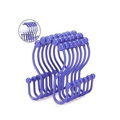 Verdopplung Kopf Duschvorhang Haken Ringe Edelstahl Schwerlast Roller Doppelgleit Duschhaken für Badezimmer Duschstangen Vorhänge Abdeckungen Polierte Duschvorhang Ringe Set von 12