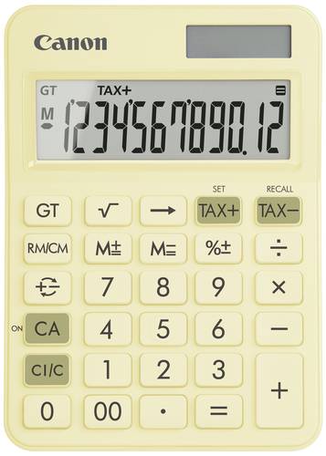 Canon LS-125KB-PYL Taschenrechner Pastell-Gelb Display (Stellen): 12 batteriebetrieben, solarbetrieben (B x H x T) 106 x 25