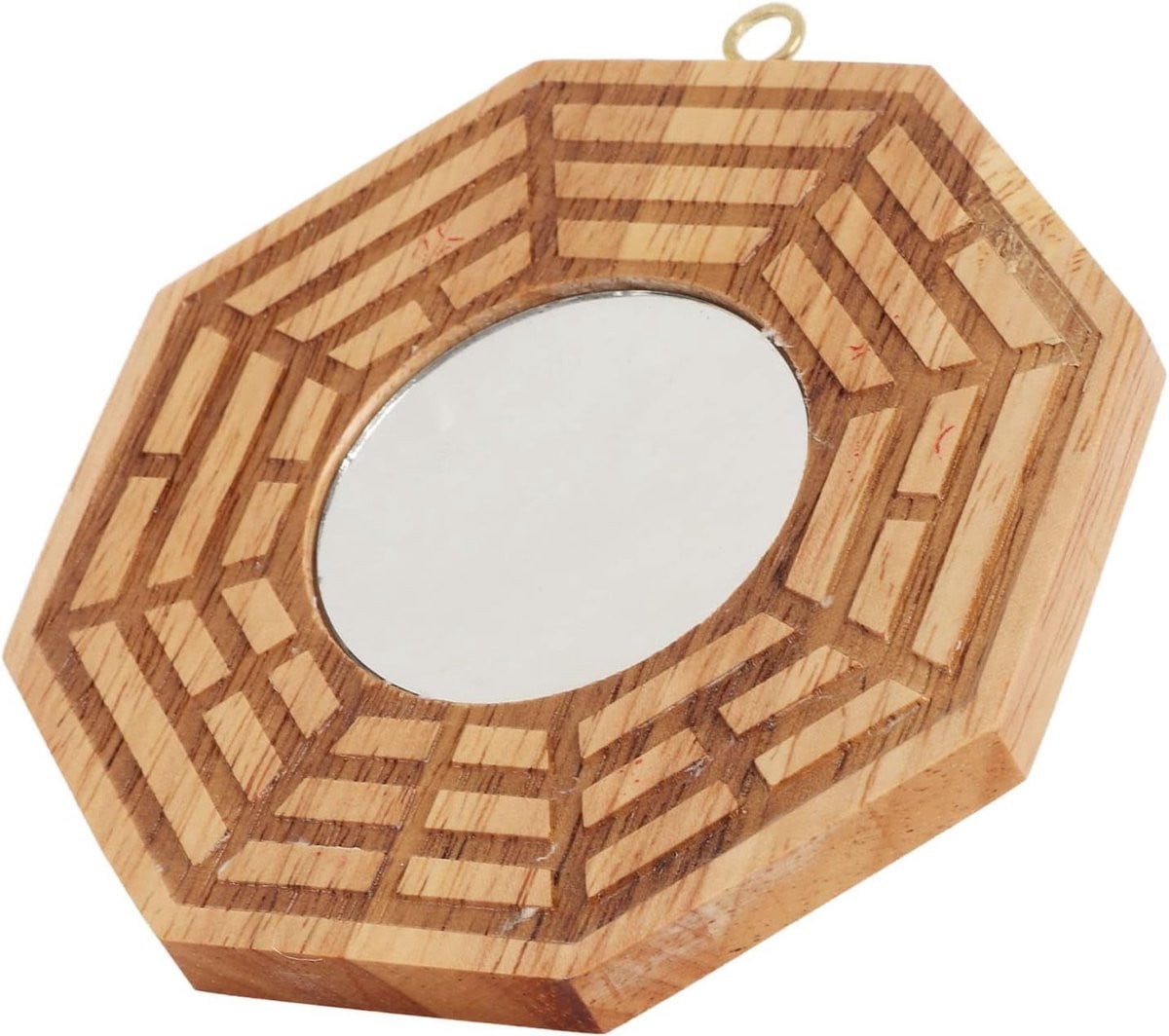 Traditionele Feng Shui Bagua Spiegel - Houten Concaaf Spiegel voor Geluk in Huis, Kantoor en Tuin