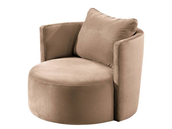 Fauteuil XXL Timboan Beige/Taupe Velours Blonda 95 x 77 x 95cm