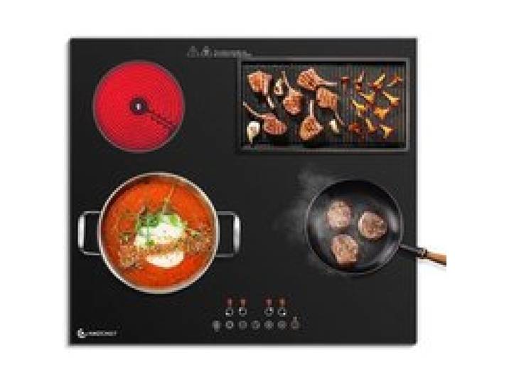 Plaque Vitrocéramique 4 Foyers AMZCHEF Plaque de Cuisson 7300W 9 Niveaux de Puissance Sécurité Enfant Encastrable Noir