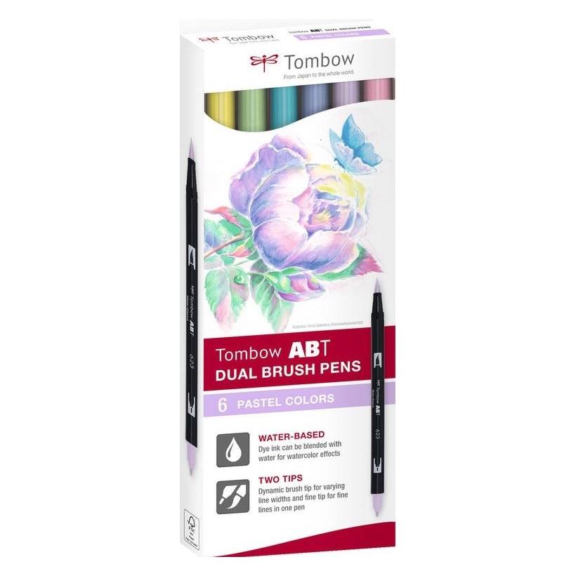 Tombow Marker ABT Dual Brush 6C-2 Pastel carton (6) (6x) (ABT-6C-2)