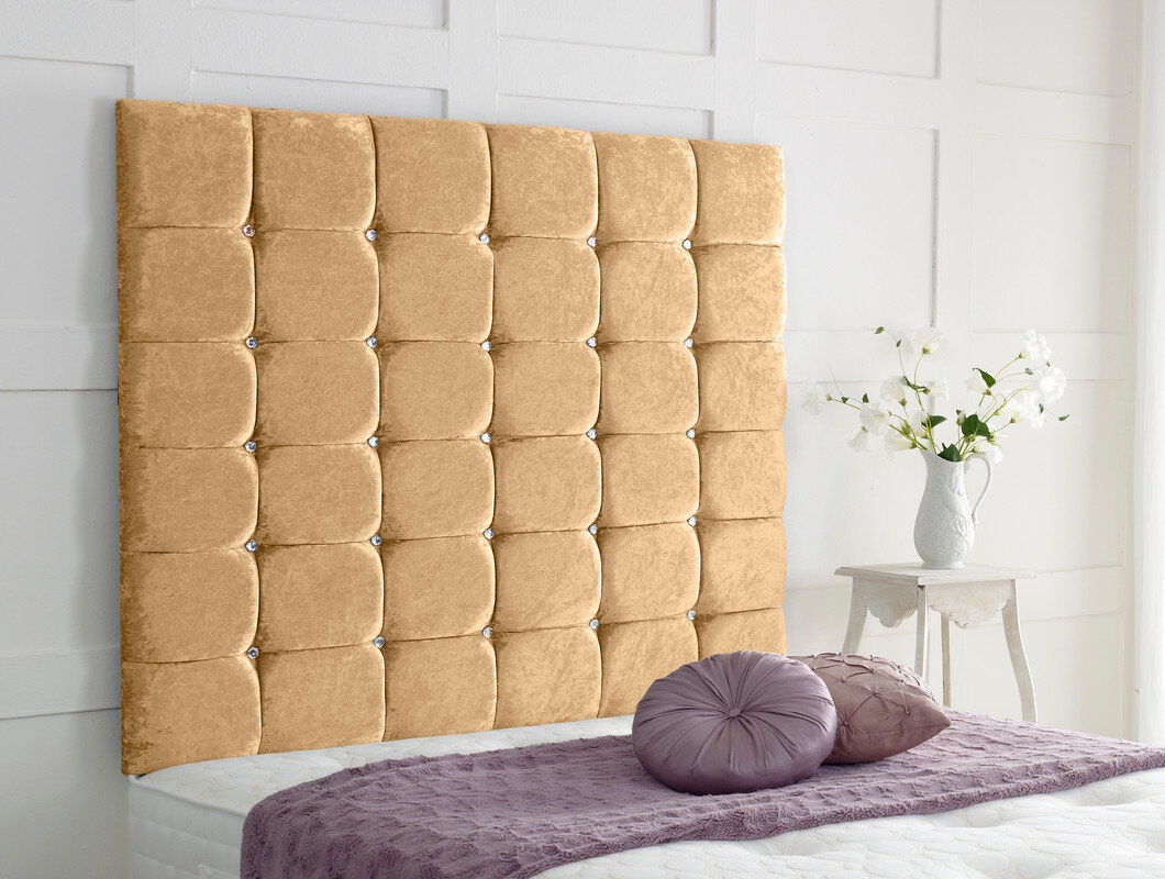 17 Stories Upholstered Headboard Gold Velvet Single (3')