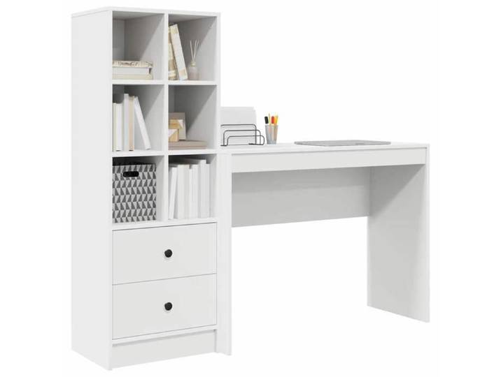 Décoratif - Blanc Bureau d'étude-Bureau d'écriture avec tiroir avec étagère avec stockage 2 pcs Blanc design contemporain 756327
