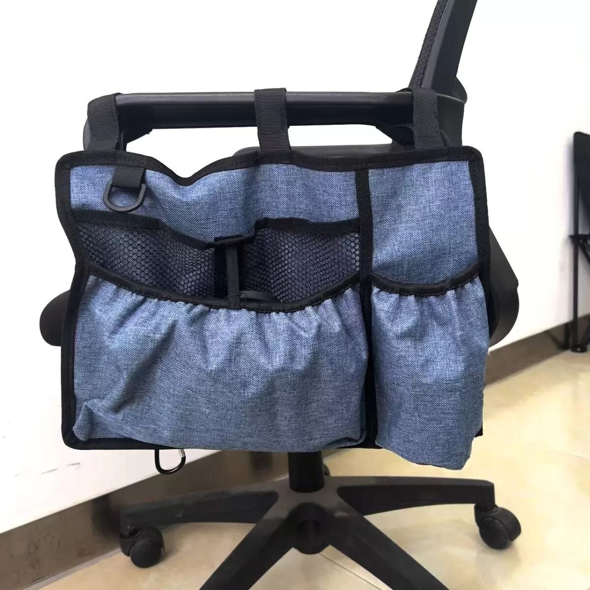 INF Hänge-Rollstuhl-/Strandkorb-/Kinderwagen-Seitentasche - Mobilitätshilfe-Organizer Blau