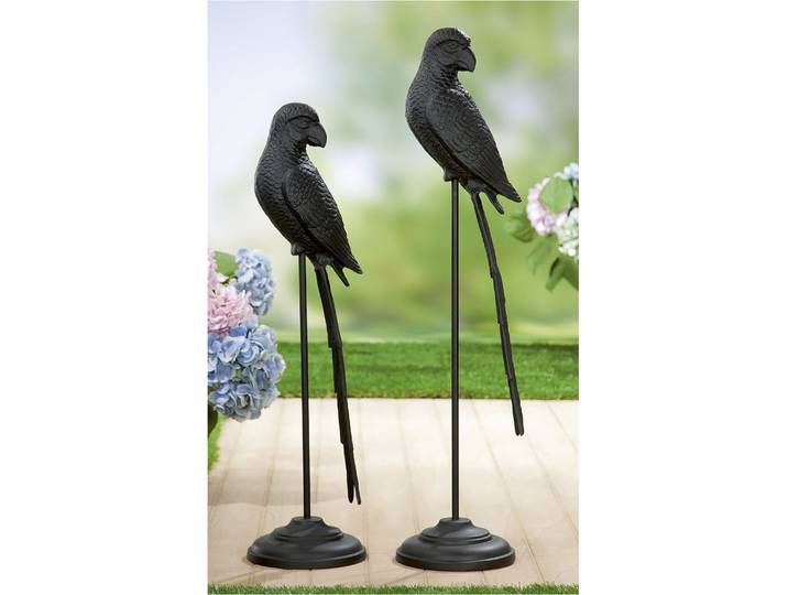 Tierfigur GILDE Skulptur Parrot , schwarz, B:21cm H:97cm T:21cm, Aluminium, Dekofiguren, Tierfigur