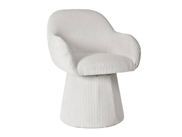 Duhome Esszimmerstuhl Mid Century 360-Grad-Drehstuhl aus Cordsamt moderner Loungesessel gepolsterter Polsterstuhl für Wohnzimmer Schlafzimmer Büro Wartezimmer, Weiß