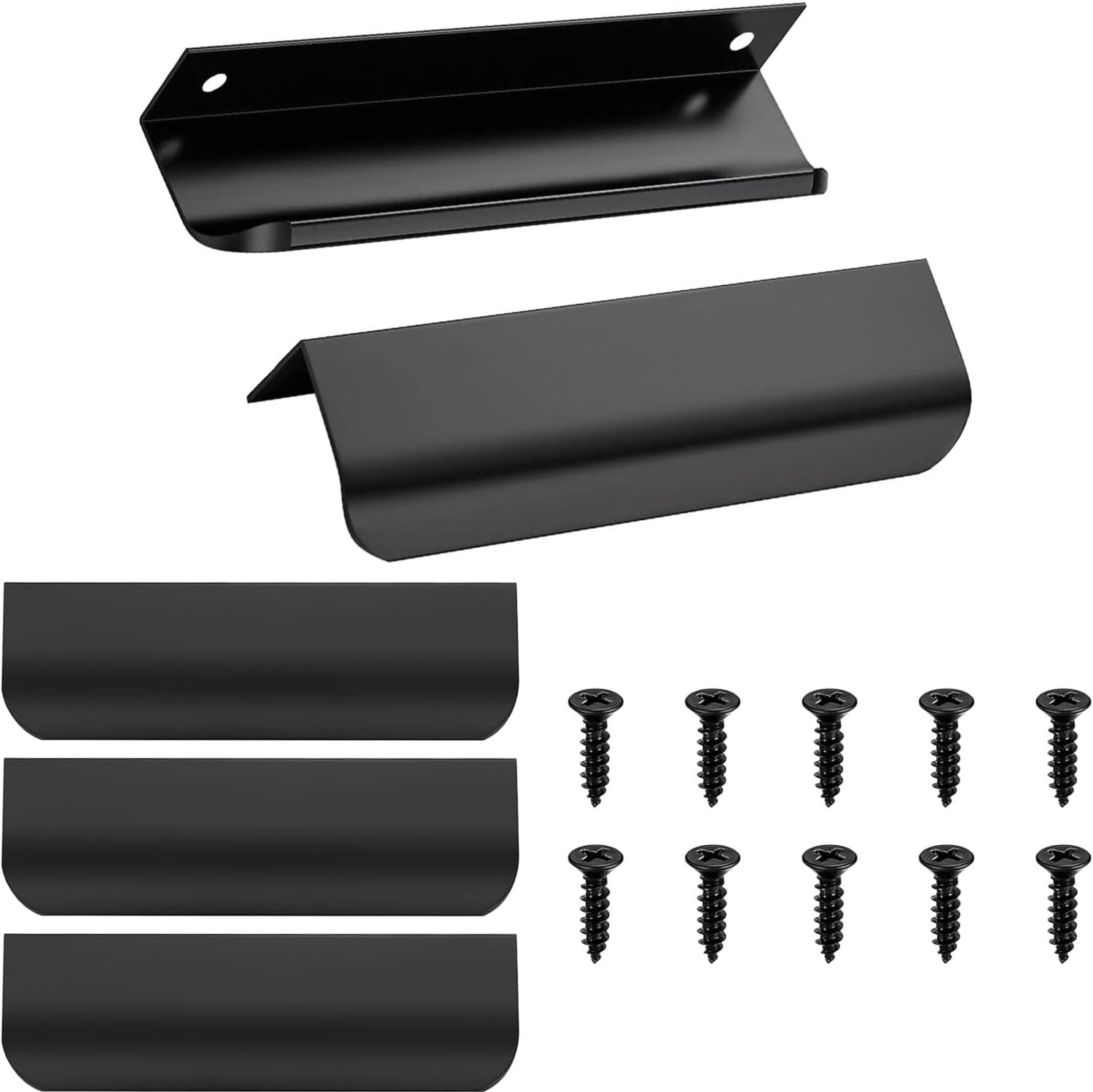 5x Zwarte Aluminium Verborgen Kastgrepen 150mm