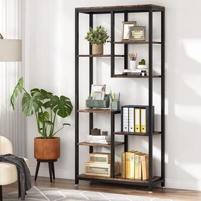 Bluebell Industrial 8-Shelf Tall Bookshelf Bookcase