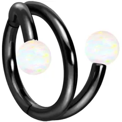 Titan Segmentring Clicker mit Innengewinde 3 RINGE + 3 SYNTHETSCHE OPALE