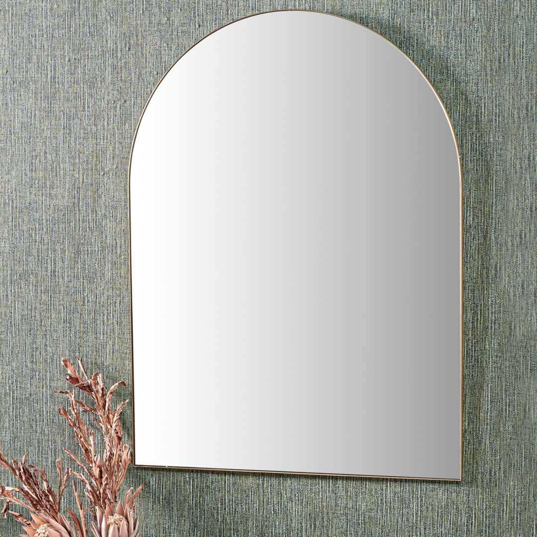 17 Stories Arch Wall Mirror Brushed Brass 120cm H X 3cm D