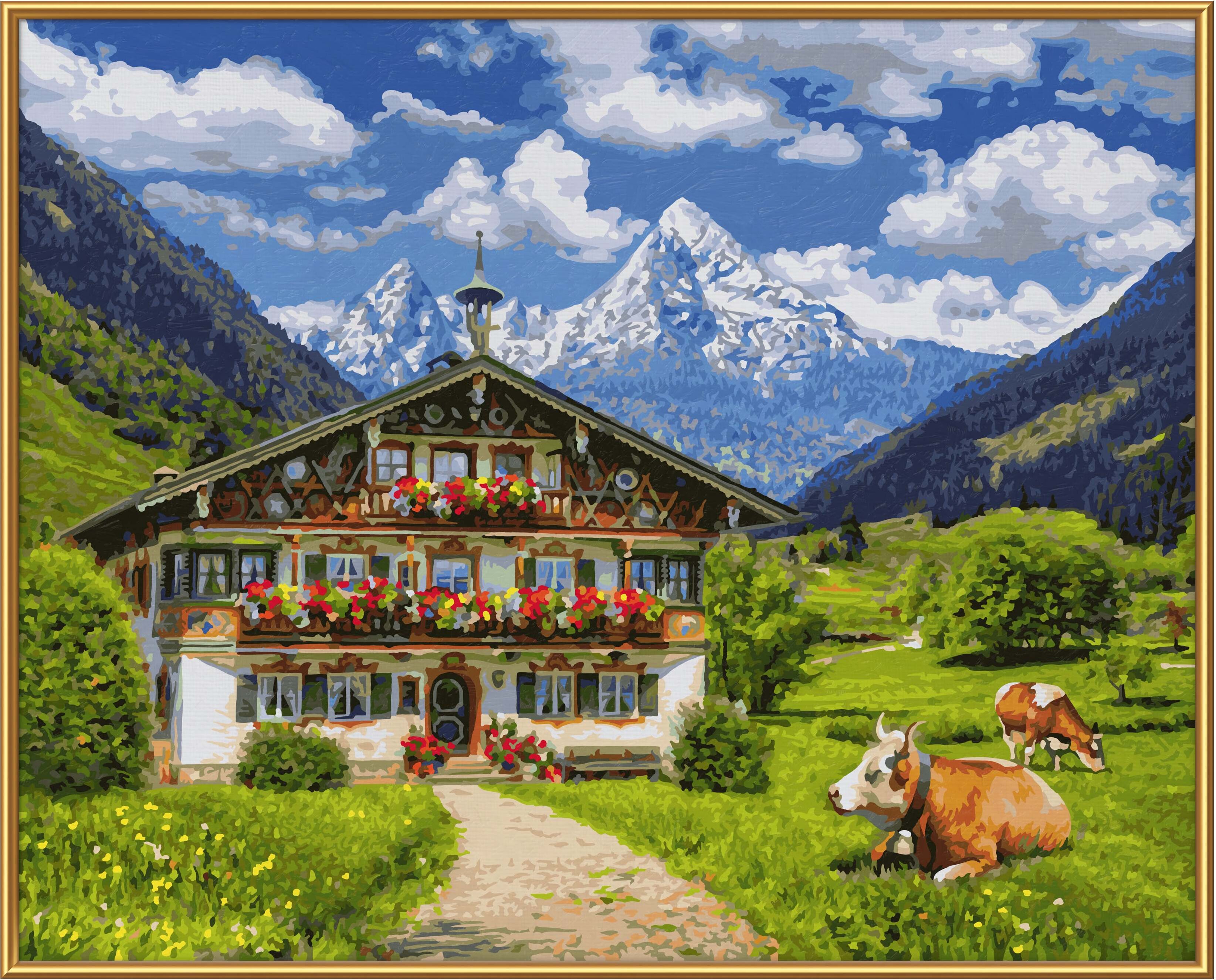 Malen nach Zahlen SCHIPPER "Meisterklasse Premium - Bergbauernhof", bunt, Malvorlagen, KinderB:40cm H:50cm, Malen nach Zahlen, Made in Germany, B:40cm H:50cm