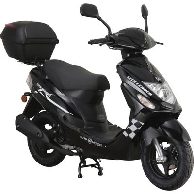 Motorroller ALPHA MOTORS "CityLeader", schwarz (schwarz, schwarz), Motorroller, 45 km/h, inkl. Topcase, B:68cm H:105cm L:183cm