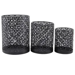 Windlicht Set Olleros schwarz 16cm 3 Stück