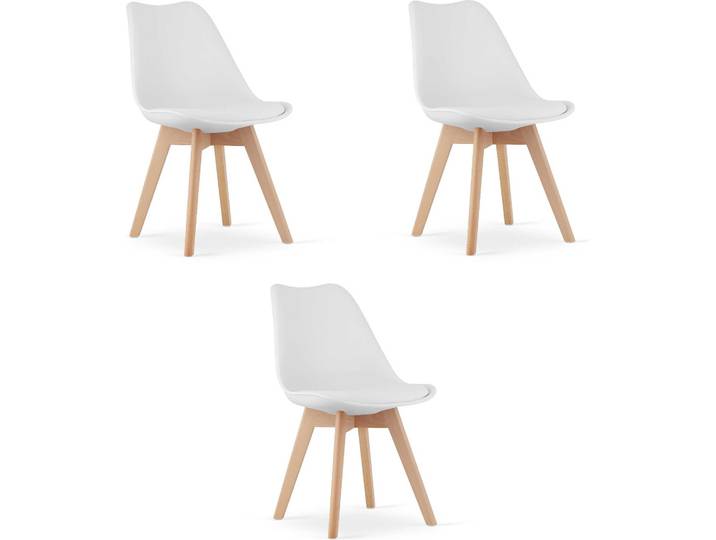 Chaises Valora MARK blanches\, lot de 3 Trio de chaises blanches élégantes