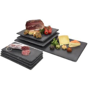 Sänger Schieferplatten 214150 Servierplatten, 60x30cm, 30x30cm, 30x15cm, Set, 7-teilig