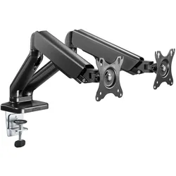 Goobay Doppel-Monitorhalterung mit Gasdruckfeder (Tisch, 32", 9 kg), Monitor Halterung, Schwarz