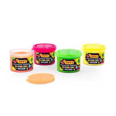 JOVI Gouache Pempera Plakatfarbe, PHOSPHORESCENT Glow in the Dark, 4 Dosen 35 ml
