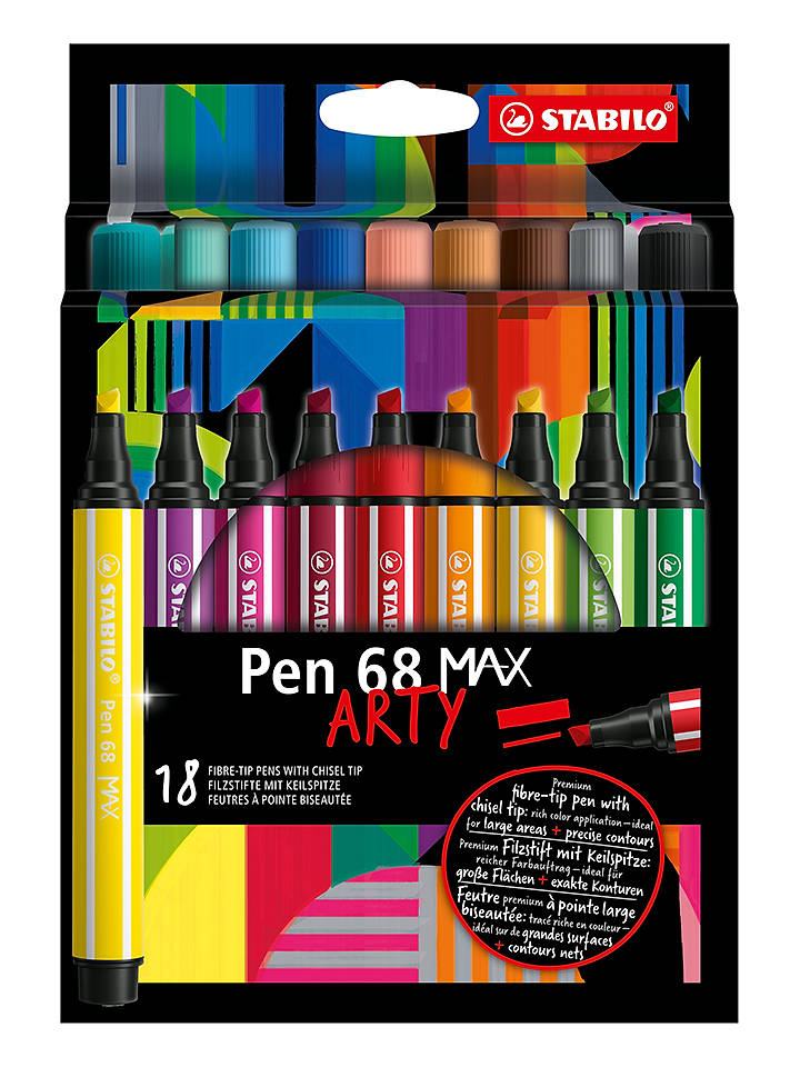 Premium-Filzstifte "STABILO Pen 68 MAX - ARTY" - 18 Stück - onesize