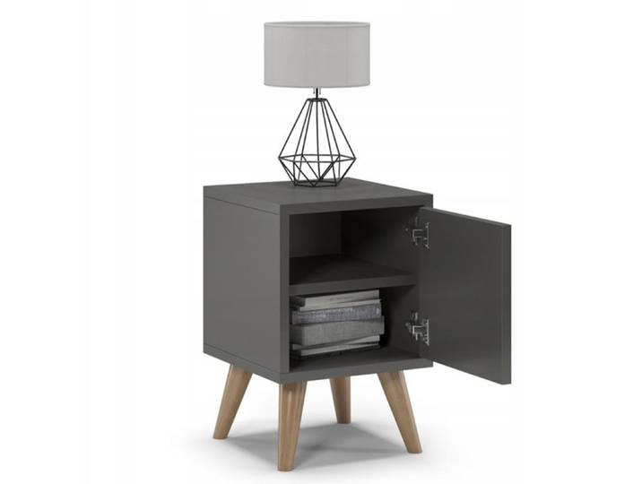 Table de chevet scandinave Oslo 30x30x45 cm porte réversible gauche/droite coloris graphite meuble compact