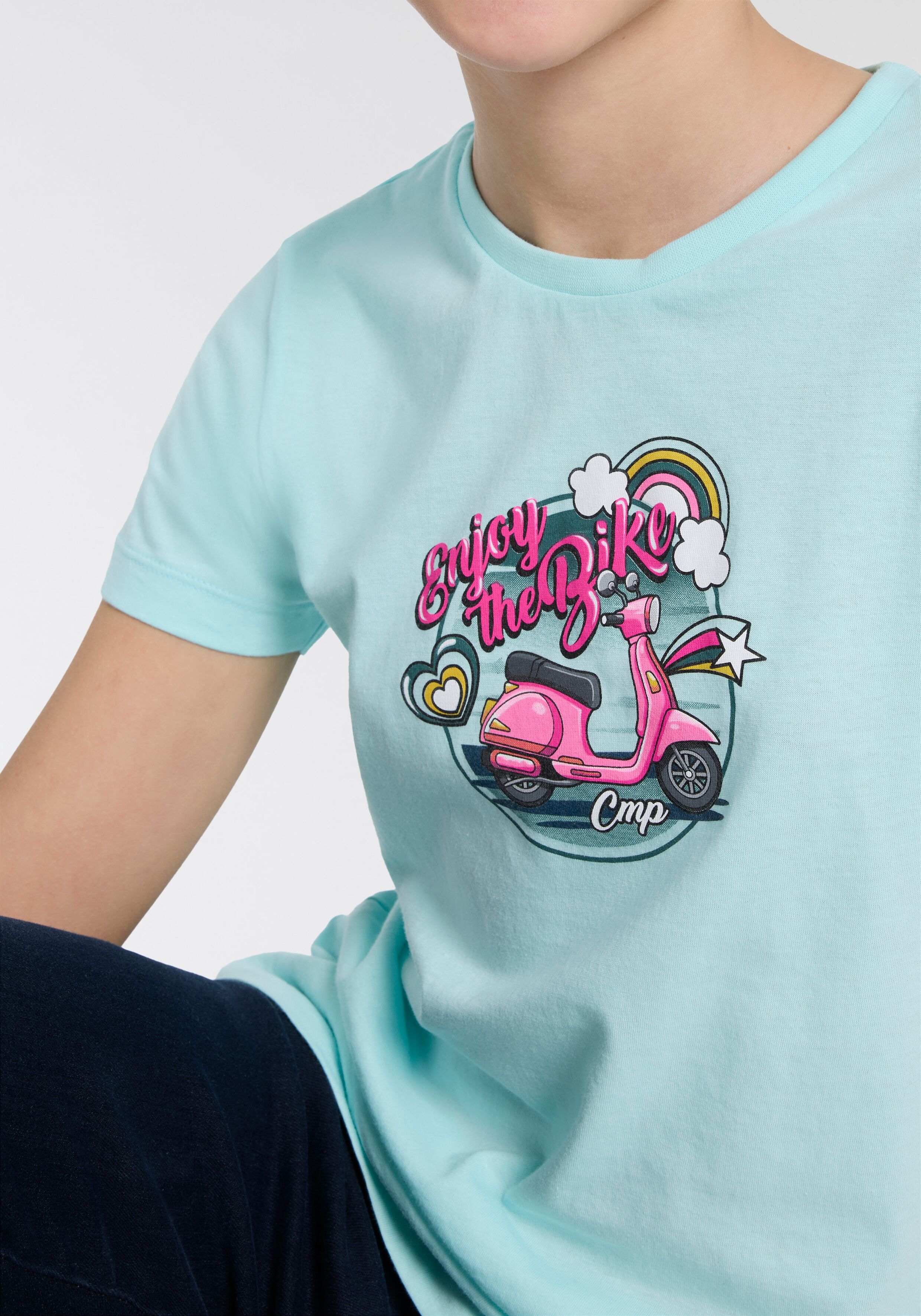 T-Shirt CMP, Mädchen, Gr. 176, blau (opale), Obermaterial: 100% Baumwolle, Shirts T-Shirt, Kurzarm-Design, aus Baumwolle, für Kinder opale 176
