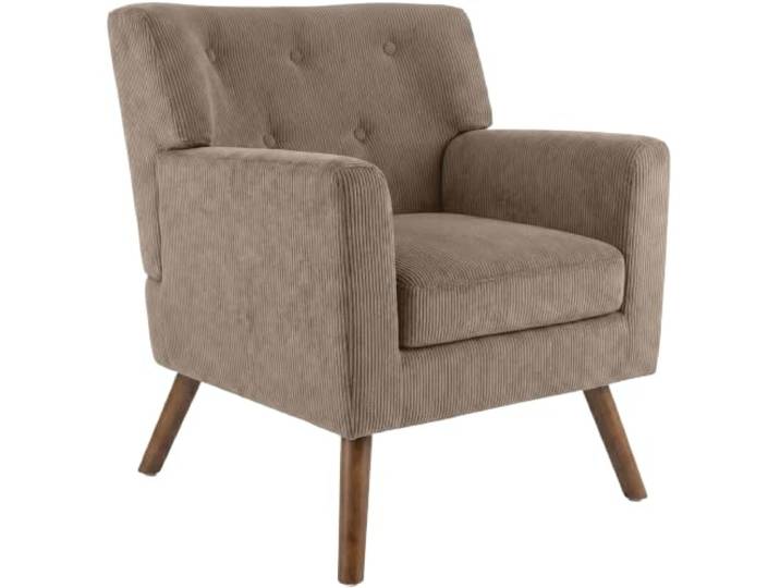 CLP Sessel gepolstert mit Cordbezug Kioni, Polstersessel mit Armlehnen, Ohrensessel bis 150 kg, Relaxsessel und Fernsehsessel für Wohnzimmer, Farbe: Taupe