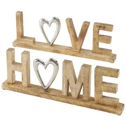 Dekoaufsteller Love Home L.50 H.5 cm Mangoholz Aluminium Stückpreis