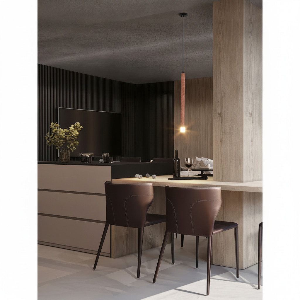 Lyora Moderne hanglamp Muse zwart met rood travertin