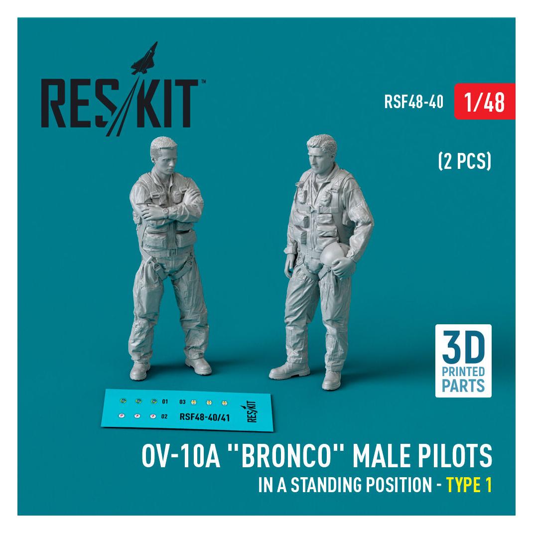ResKit OV-10A Bronco male pilots (in a standing position - type 1) (2 pcs) (3D Printed) (RSF48-0040)