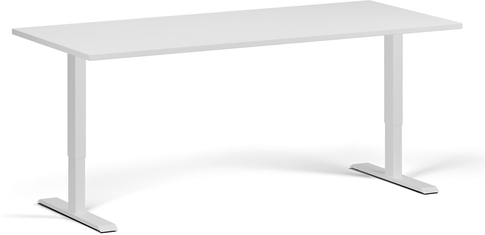 B2B Partner Höhenverstellbarer Schreibtisch, 2 Motoren, 74-121 cm, Tischplatte 180x80 cm, weißes Metallgestell, weiß