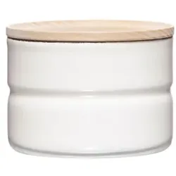 Riess Vorratsdose mit Eschenholzdeckel Ø8cm 0,19L White Emaille