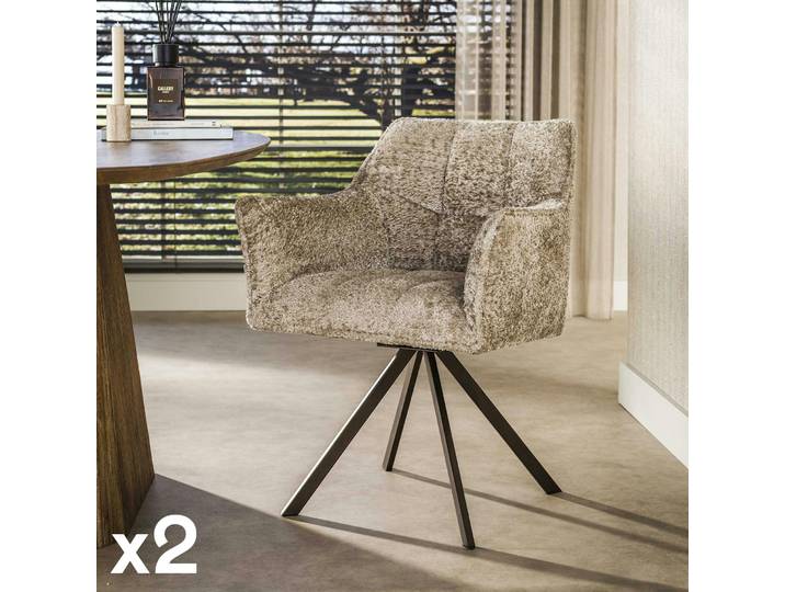 Fauteuil de table pivotant (lot de 2) MELBOURNE - Sable bouclette