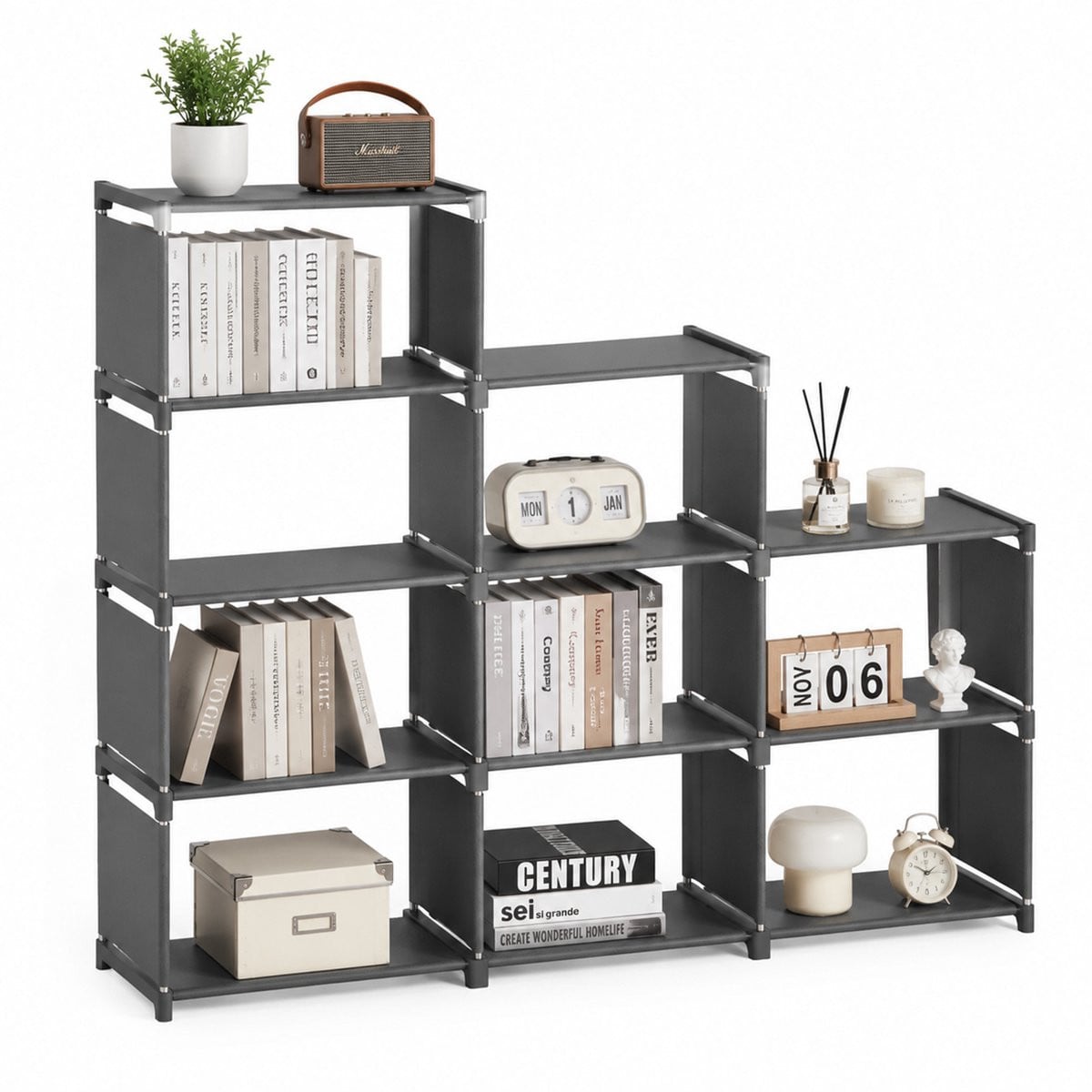Arvioo trapezium boekenkast grijs modulair opbergrek