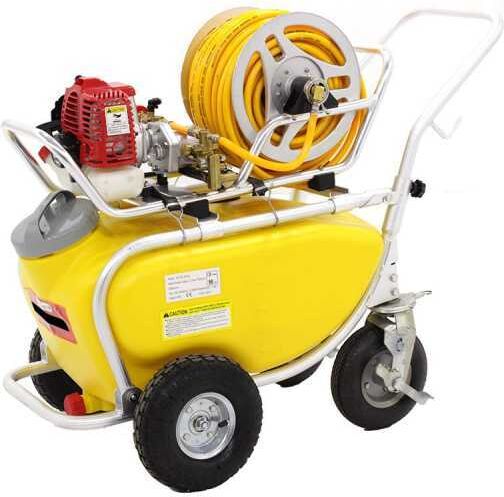Membranpumpe GeoTech SP 1050 2S aus Aluminium auf Wagen mit 2-Takt Motor - Öl-Benzin-Gemisch