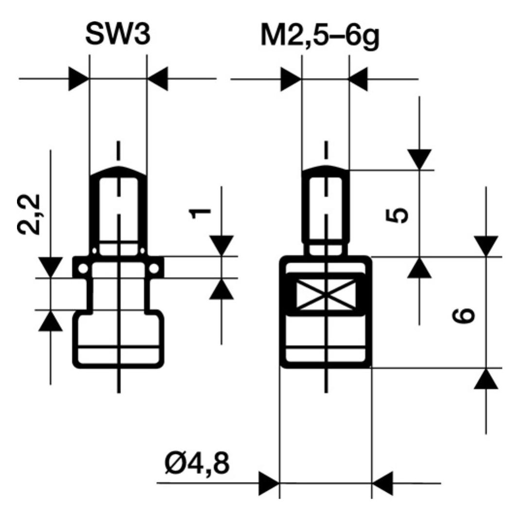 Käfer Messeinsatz Ø 4,8 mm plan M2,5 Hartmetall passend zu Messuhren (62005)