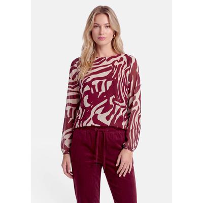 Kurzarmshirt BETTY & CO "Damen mit Gummizug", Damen, Gr. XXL, rot (nature, dunkelrot), Netz, Obermaterial: 95% Polyester, 05% Elasthan. Futter: 95% Viskose, 5% Elasthan, figurumspielend normal, U-Boot-Ausschnitt, Shirts