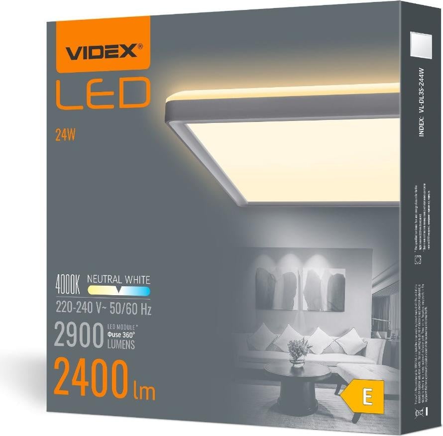 Videx LED-plafondlamp DL3S 24W Wit 4K Vierkant