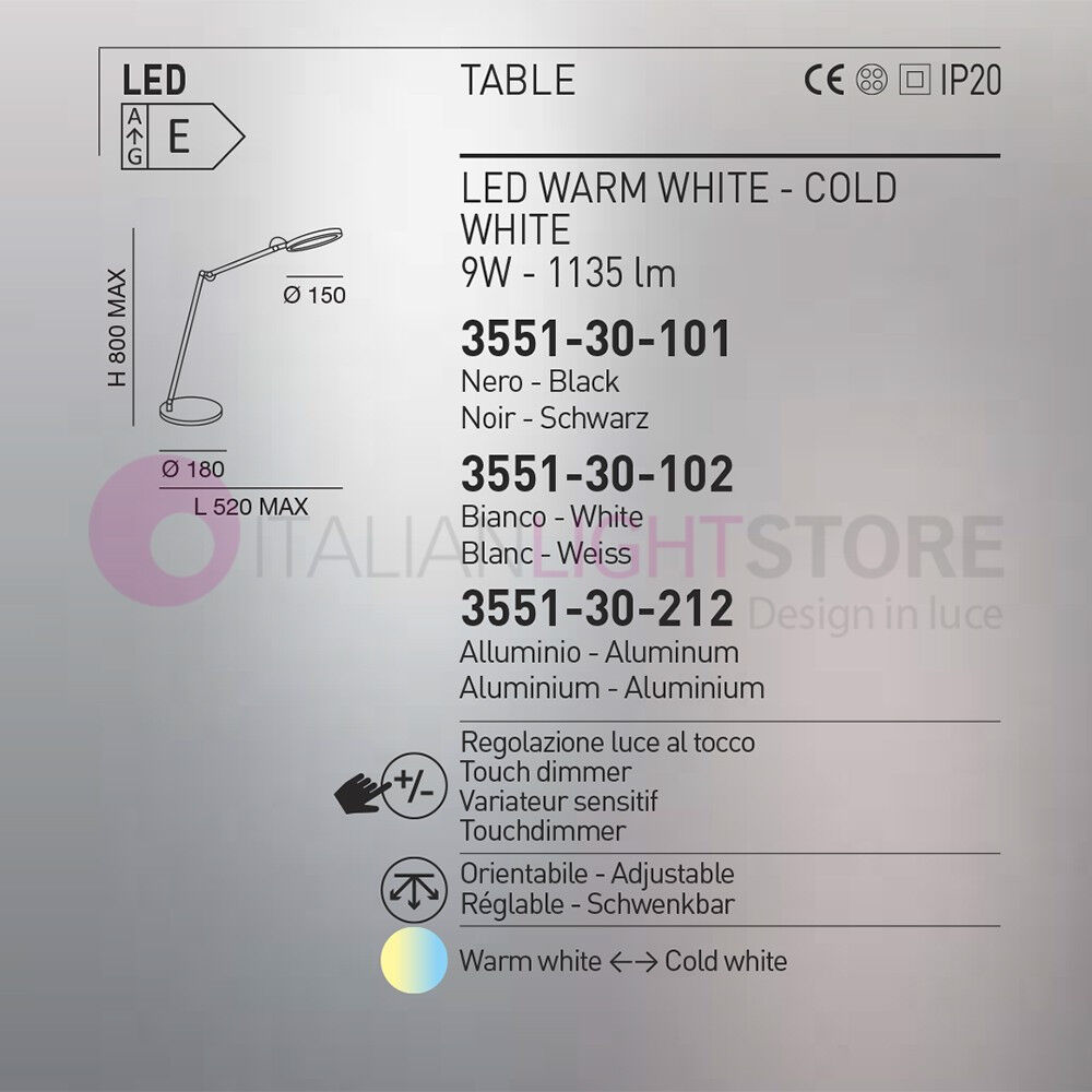 Regina Lampada Da Scrivania Led 9w Orientabile - Nero