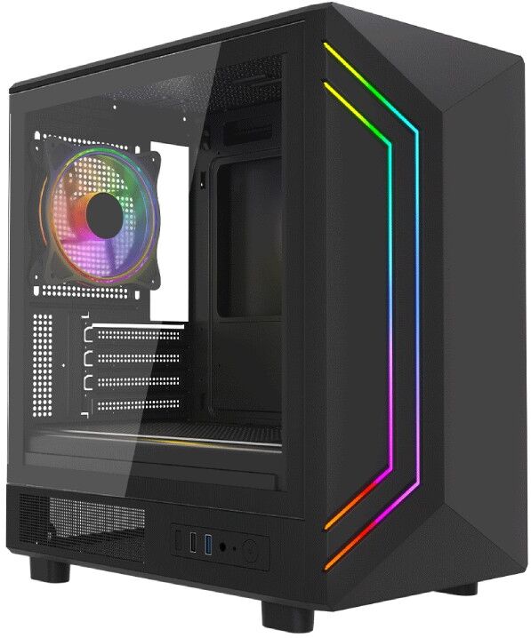 Vida Apollo M Micro-ATX Tempered Glass Gaming PC Case - Black