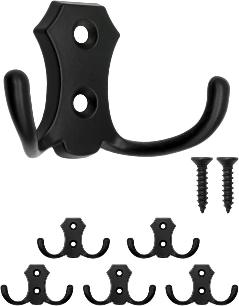Set van 5 dubbele kledinghaken van ijzer voor badkamer en keuken - ShopVlot