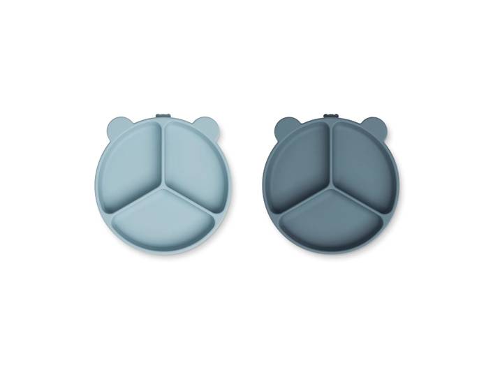 Liewood Assiette compartimentée Stacy Lot de 2 Sea blue-Whale blue