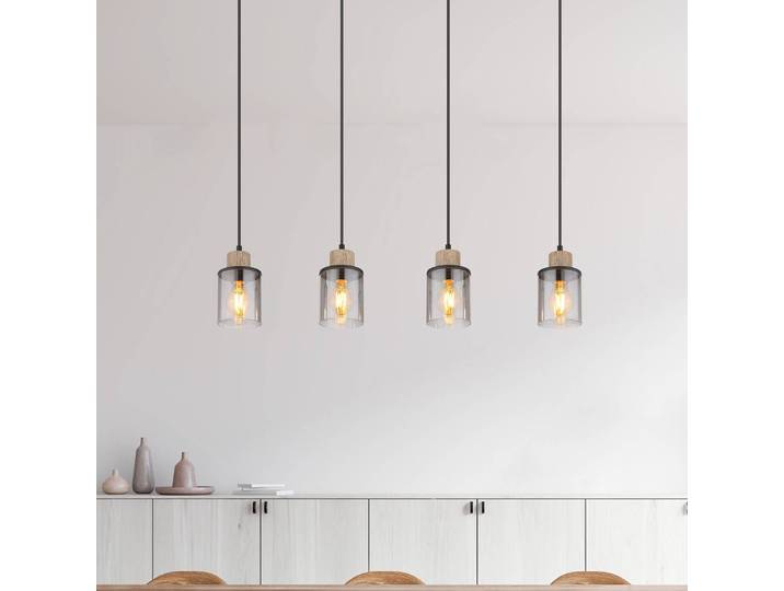 Globo Glas Hängeleuchte Reid, dimmbar, schwarz, für Wohn- / Esszimmer, Glas, Modern