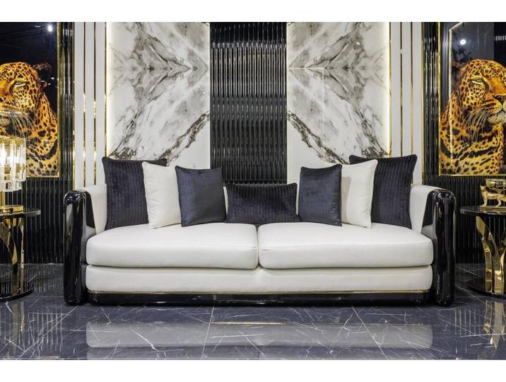JVmoebel 3-Sitzer Exklusiver Wohnzimmer 3-Sitzer Schwarz-weiße Polstercouch Edle Möbel, 1 Teile, Made in Europa
