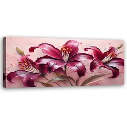 WANDBILD rote pastelllilien blumen